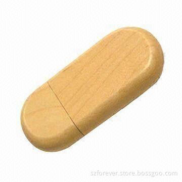 USB Flash Drive, Made by Environmental Protection Wood, Logo Printed Free
